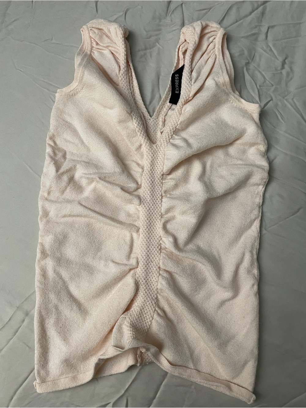 Express Blush V-Neck Textured Knit Tank Top Sz XS
